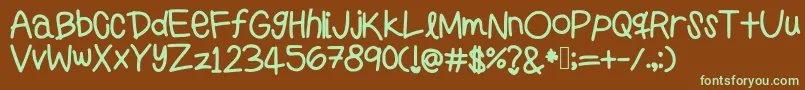 Preppygirlshandwriting Font – Green Fonts on Brown Background