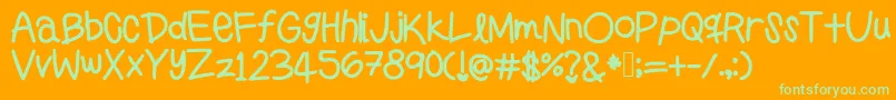 Preppygirlshandwriting-Schriftart – Grüne Schriften auf orangefarbenem Hintergrund