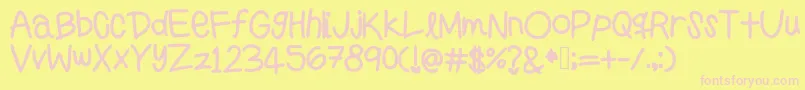Preppygirlshandwriting-fontti – vaaleanpunaiset fontit keltaisella taustalla