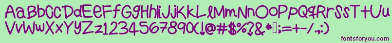 Saiba mais sobre a fonte Preppygirlshandwriting Fonte Preppygirlshandwriting – fontes roxas em um fundo verde