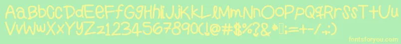 Preppygirlshandwriting Font – Yellow Fonts on Green Background