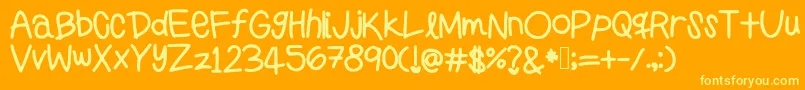 Preppygirlshandwriting Font – Yellow Fonts on Orange Background