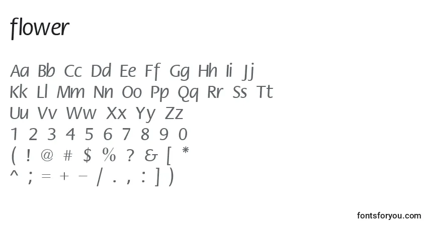 Schriftart Flower (126900) – Alphabet, Zahlen, spezielle Symbole