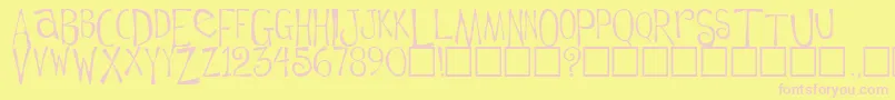 Flowerchild Plain-fontti – vaaleanpunaiset fontit keltaisella taustalla