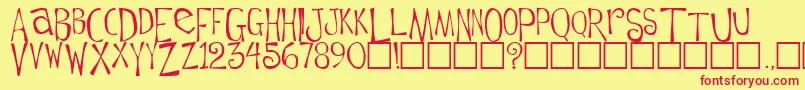 フォントFlowerchild Plain – 赤い文字の黄色い背景
