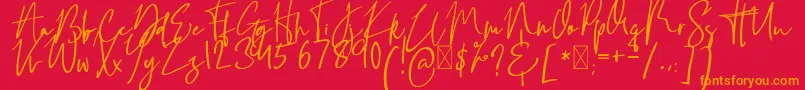 FlowerForRosallineFreeVersion Regular Font – Orange Fonts on Red Background