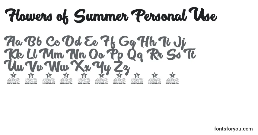 Flowers of Summer Personal Use-fontti – aakkoset, numerot, erikoismerkit