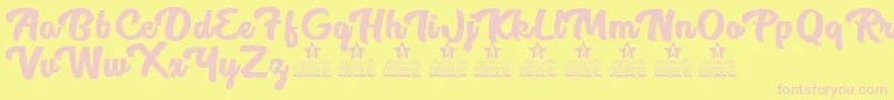 Flowers of Summer Personal Use Font – Pink Fonts on Yellow Background