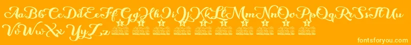 Flowers Personal Use Font – Yellow Fonts on Orange Background