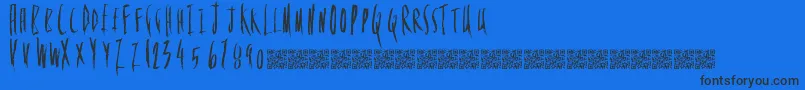 FloweryDeath-Schriftart – Schwarze Schriften auf blauem Hintergrund