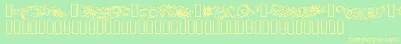 FLOWO   -Schriftart – Gelbe Schriften auf grünem Hintergrund