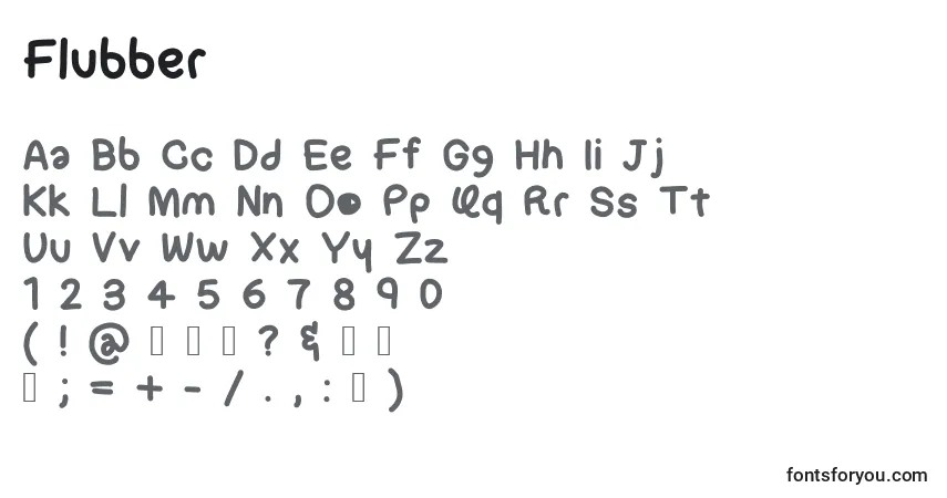 Schriftart Flubber (126908) – Alphabet, Zahlen, spezielle Symbole