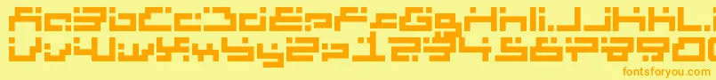 fluctuate prediction-Schriftart – Orangefarbene Schriften auf gelbem Hintergrund