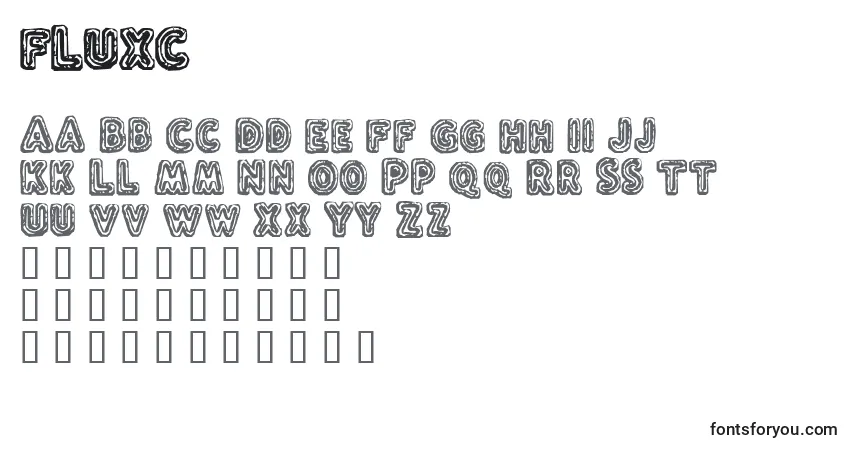 A fonte FLUXC    – alfabeto, números, caracteres especiais