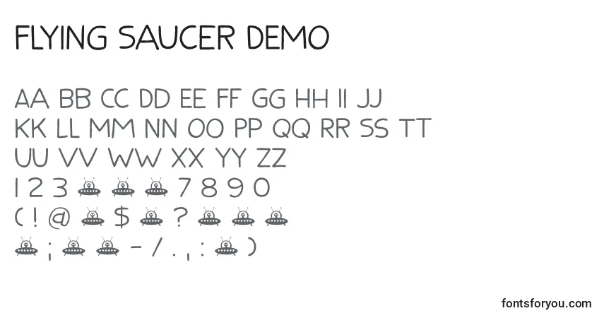 A fonte Flying Saucer DEMO – alfabeto, números, caracteres especiais