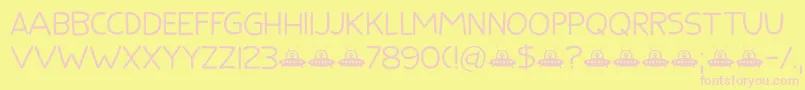 フォントFlying Saucer DEMO – ピンクのフォント、黄色の背景