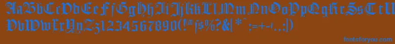 フォントFlyingHollander – 茶色の背景に青い文字