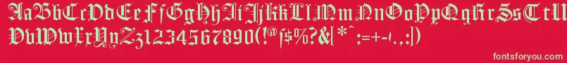 フォントFlyingHollander – 赤い背景に緑の文字