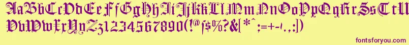 フォントFlyingHollander – 紫色のフォント、黄色の背景