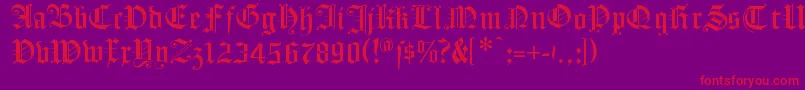 フォントFlyingHollander – 紫の背景に赤い文字