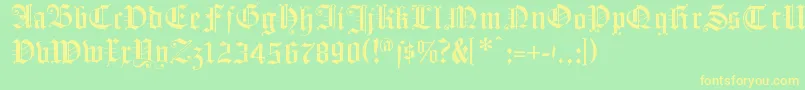 フォントFlyingHollander – 黄色の文字が緑の背景にあります