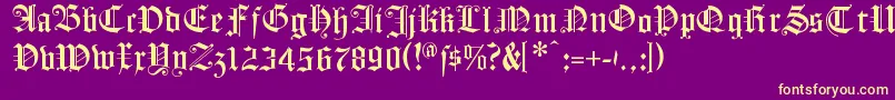 フォントFlyingHollander – 紫の背景に黄色のフォント