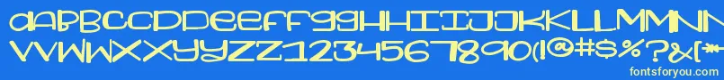 Police FoamyDessertPRINT – polices jaunes sur fond bleu