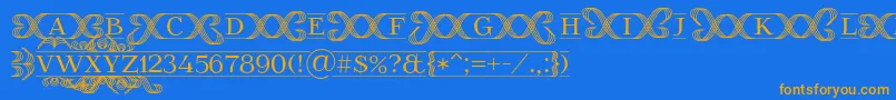 FoglihtenFr02-Schriftart – Orangefarbene Schriften auf blauem Hintergrund