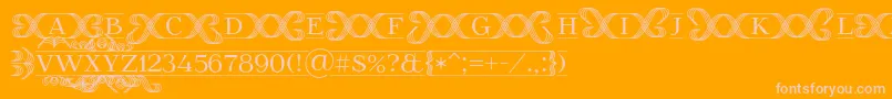 FoglihtenFr02-Schriftart – Rosa Schriften auf orangefarbenem Hintergrund