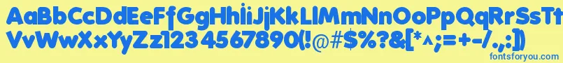 フォントFolks Heavy – 青い文字が黄色の背景にあります。