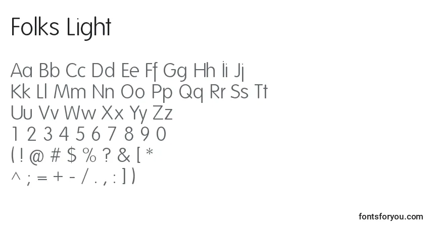 Fuente Folks Light - alfabeto, números, caracteres especiales