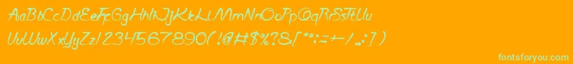 ScriptThing-Schriftart – Grüne Schriften auf orangefarbenem Hintergrund