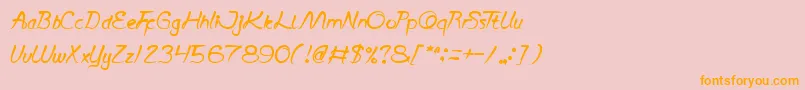 ScriptThing-Schriftart – Orangefarbene Schriften auf rosa Hintergrund