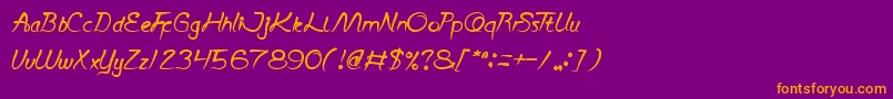 フォントScriptThing – 紫色の背景にオレンジのフォント