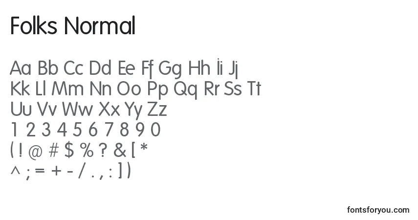 A fonte Folks Normal – alfabeto, números, caracteres especiais