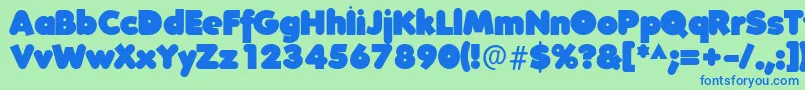 FolksXXHeavy Font – Blue Fonts on Green Background