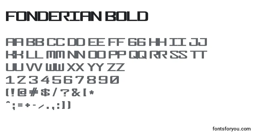 Шрифт Fonderian Bold – алфавит, цифры, специальные символы