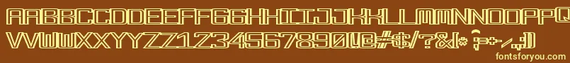 Fonderian Fineline-fontti – keltaiset fontit ruskealla taustalla