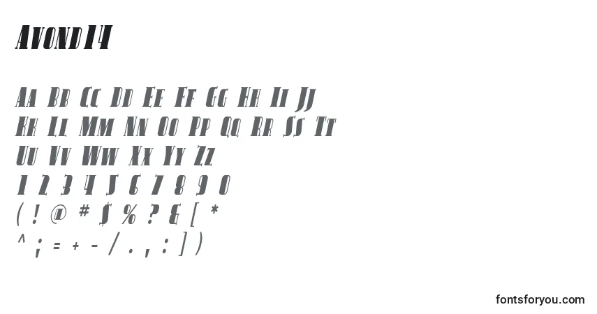 Шрифт Avond14 – алфавит, цифры, специальные символы