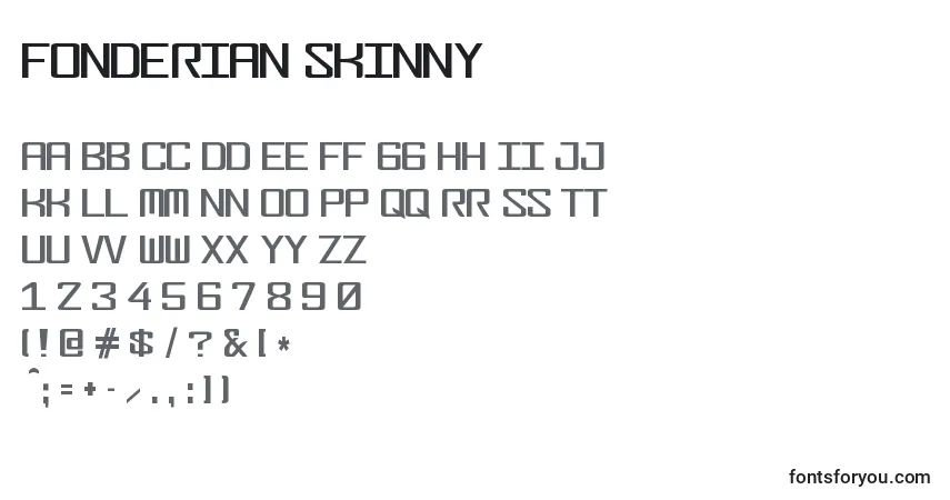 Schriftart Fonderian Skinny – Alphabet, Zahlen, spezielle Symbole