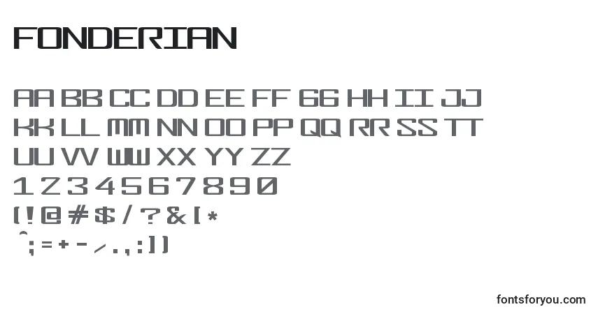 Czcionka Fonderian – alfabet, cyfry, specjalne znaki