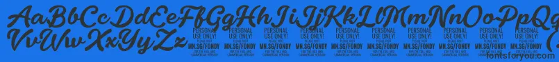 FondyScript PERSONAL USE ONLY Font – Black Fonts on Blue Background