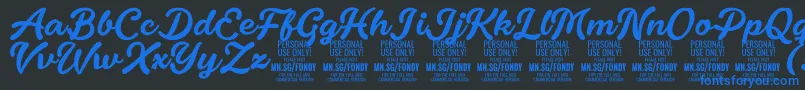 Шрифт FondyScript PERSONAL USE ONLY – синие шрифты на чёрном фоне