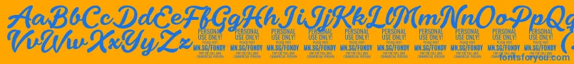 フォントFondyScript PERSONAL USE ONLY – オレンジの背景に青い文字