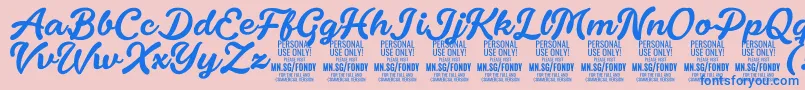 FondyScript PERSONAL USE ONLY-Schriftart – Blaue Schriften auf rosa Hintergrund