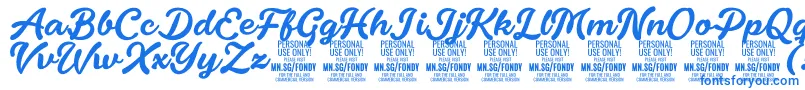 Шрифт FondyScript PERSONAL USE ONLY – синие шрифты на белом фоне