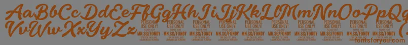 Шрифт FondyScript PERSONAL USE ONLY – коричневые шрифты на сером фоне