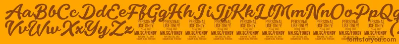 フォントFondyScript PERSONAL USE ONLY – オレンジの背景に茶色のフォント