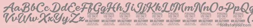 フォントFondyScript PERSONAL USE ONLY – ピンクの背景に灰色の文字