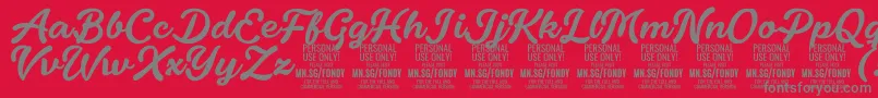 FondyScript PERSONAL USE ONLY Font – Gray Fonts on Red Background